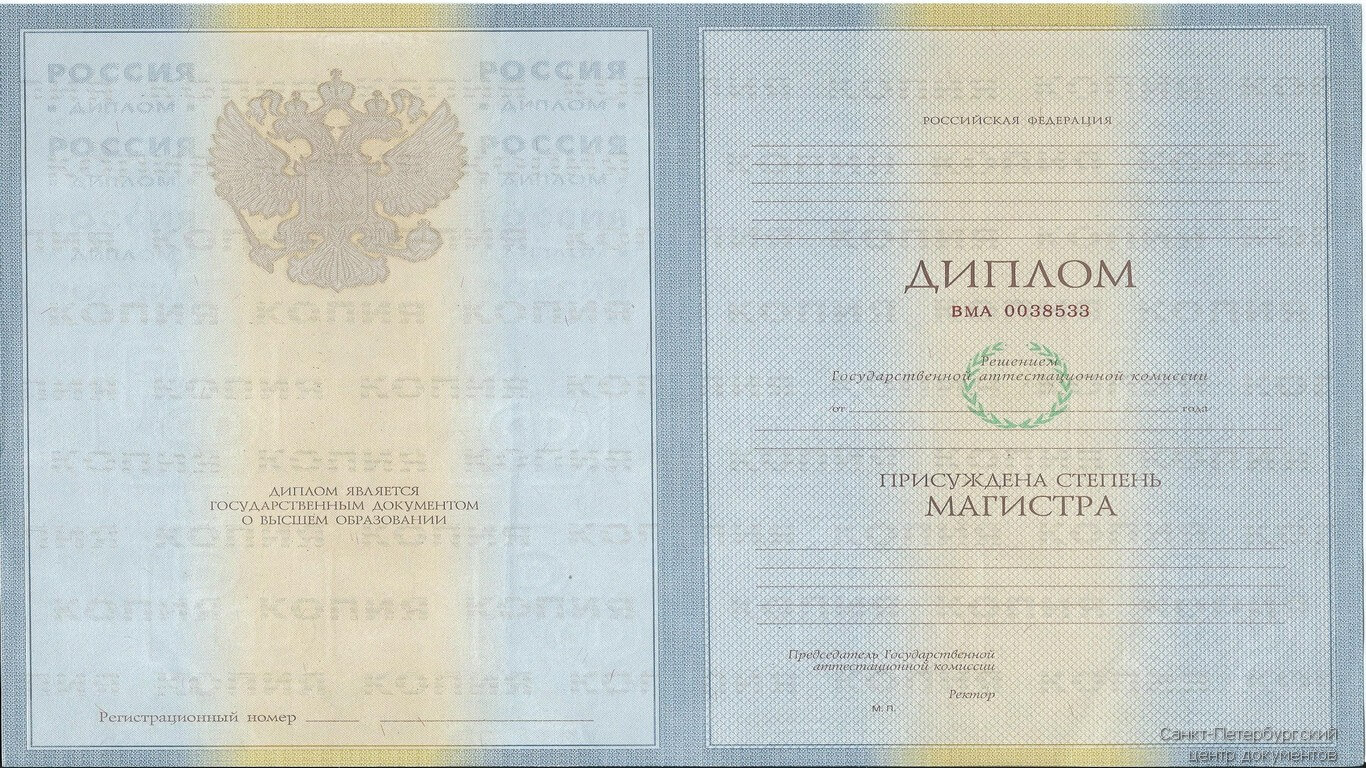 Купить диплом ВУЗа магистр с 2009 по 2010 год любой специальности в СПб